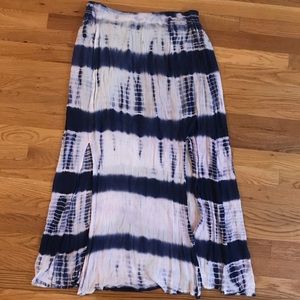 Navy blue tie dye long skirt